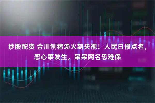 炒股配资 合川刨猪汤火到央视！人民日报点名，恶心事发生，呆呆网名恐难保
